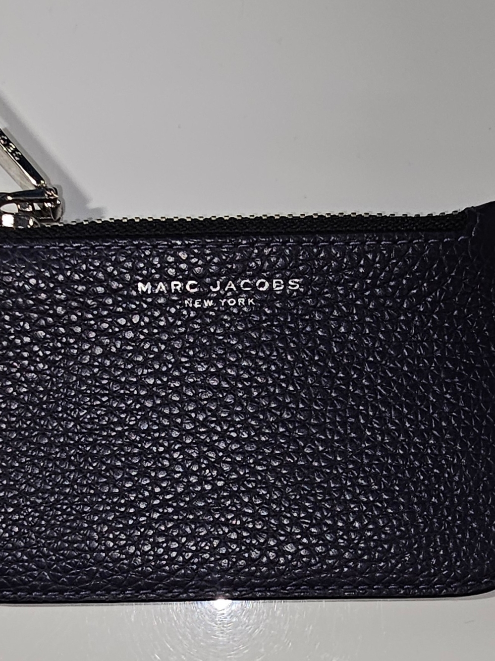 Marc Jacobs Gotham blue/navy key pebbled leather coin pouch in MINT condition